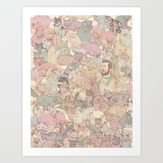 Self Portrait with Kitties Art Print