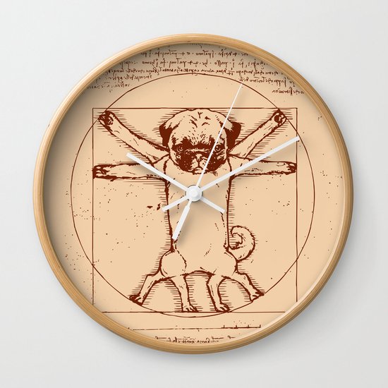 Vitruvian pug Wall Clock