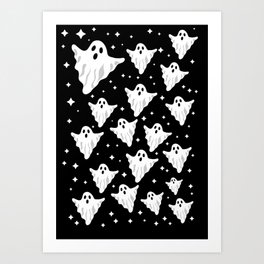 Ghosts Art Print | Ghostspattern, Horrorghost, Halloween, Creepy, Scary, Trickortreat, Ghostbedsheet, Floating, Funnyghosts, Graphicdesign 