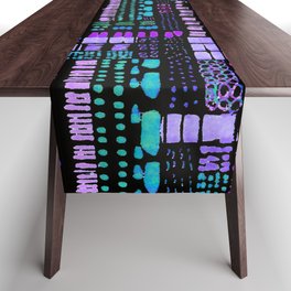 purple teal vibrant ink marks hand-drawn collection Table Runner