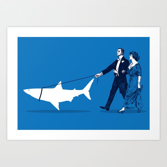 Walking the Shark Art Print