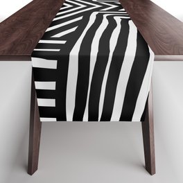 Black and white stripe abstract Table Runner