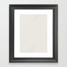 Minimal Line Curvature XI Natural Off White Mid Century Modern Arch Abstract Framed Art Print