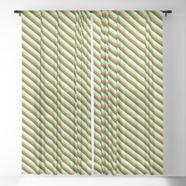 [ Thumbnail: Green, Red, Dark Green & White Colored Stripes Pattern Sheer Curtain ]