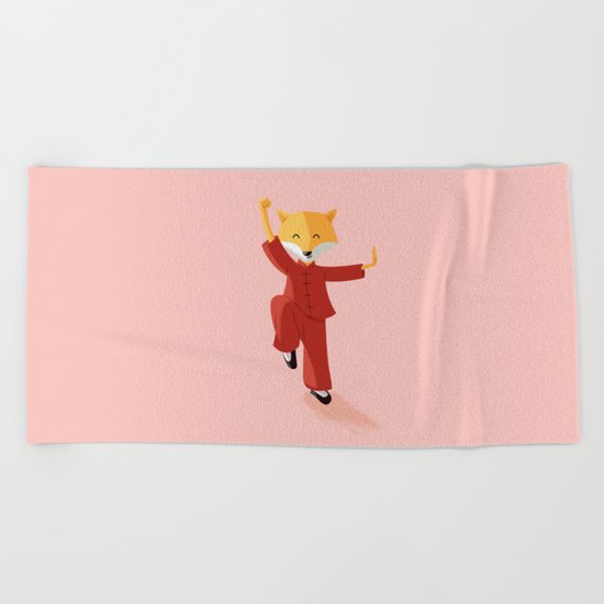 Mr. Fox knows Kung fu Beach Towel