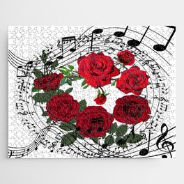 Red Rose & Music Jigsaw Puzzle