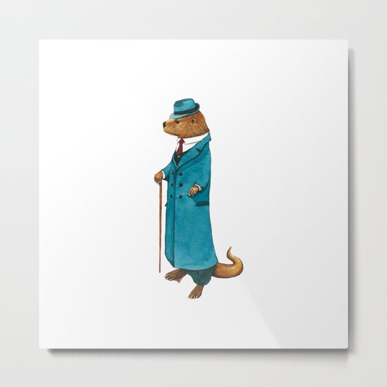 Otter in suit Metal Print