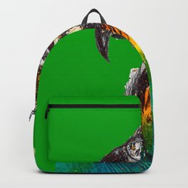 Watercolour parrot with green background Backpack