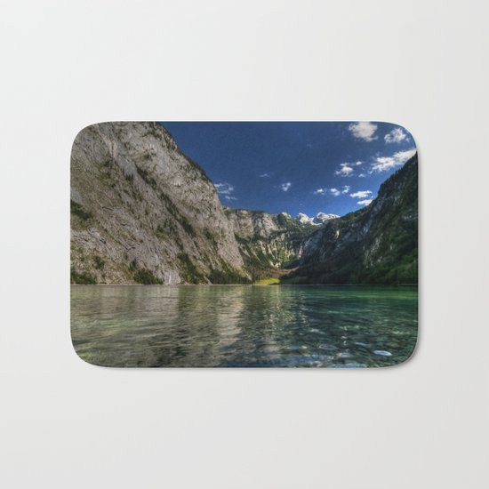 Mountain lake- Alpes Nature Outdoors Mountains Alpes - #Society6 Bath Mat
