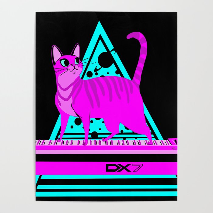 Pink Cat in Space Poster