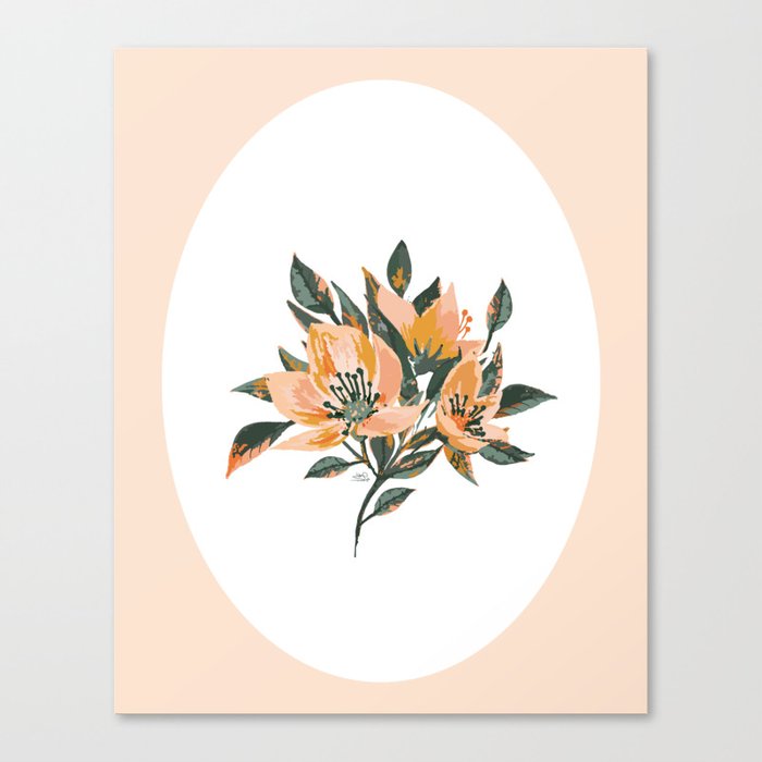 Copper Floral Star White  Canvas Print