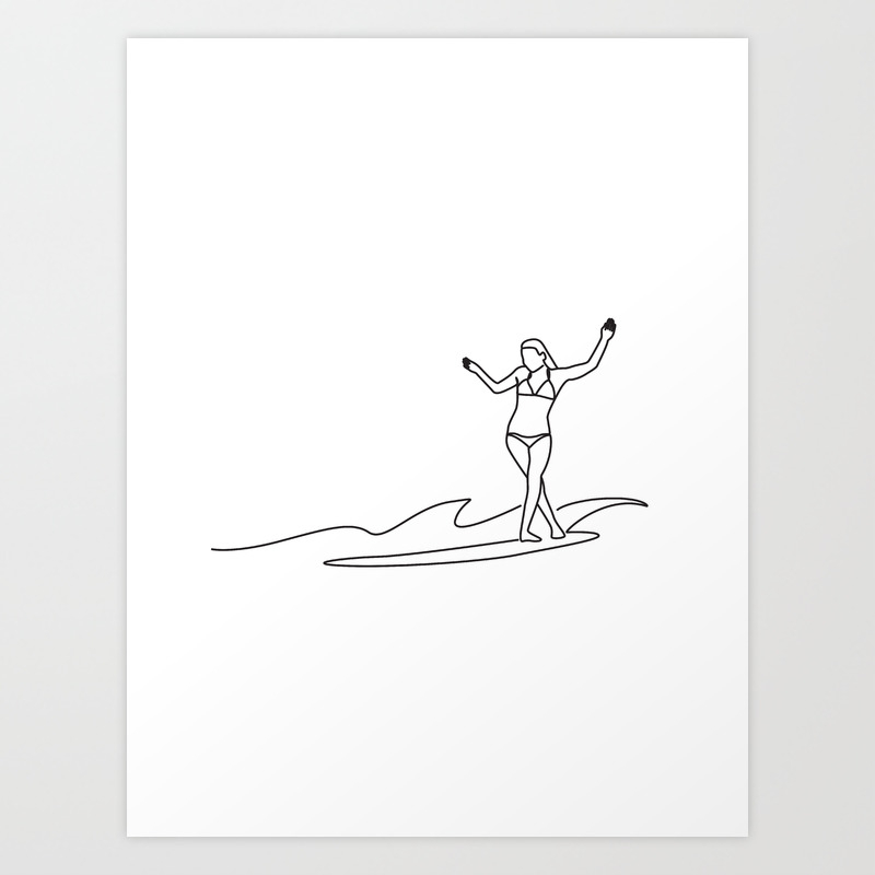 Minimalist Surfing Line Art Art Print By Clauceart Society6 Minimalist Surfing Line Art Art Print By Clauceart Society6