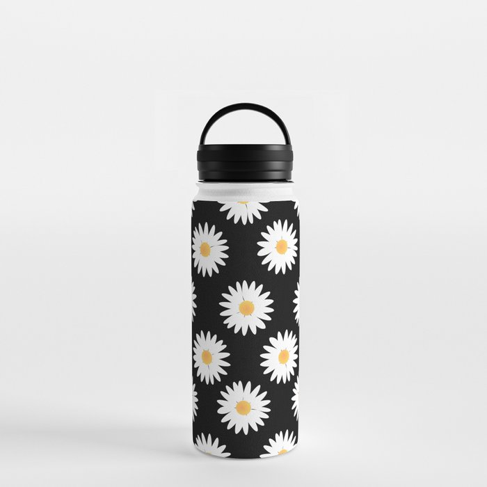 Daisy black pattern Water Bottle by Pendientera