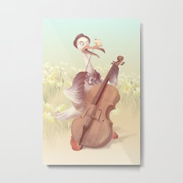 The Ostrich Playing Cello Metal Print