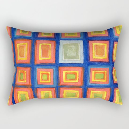 Square Pattern Beaming with Luminous Color Rectangular Pillow