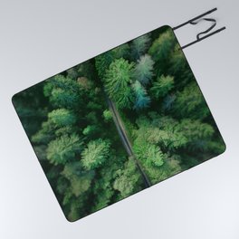 Arial Arboreal Picnic Blanket | Evergreentrees, Treetops, Greentrees, Naturephotography, Road, Trees, Evergreens, Photo, Birdseyeview, Arialphotograph 
