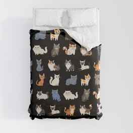 CATS on black Duvet Cover