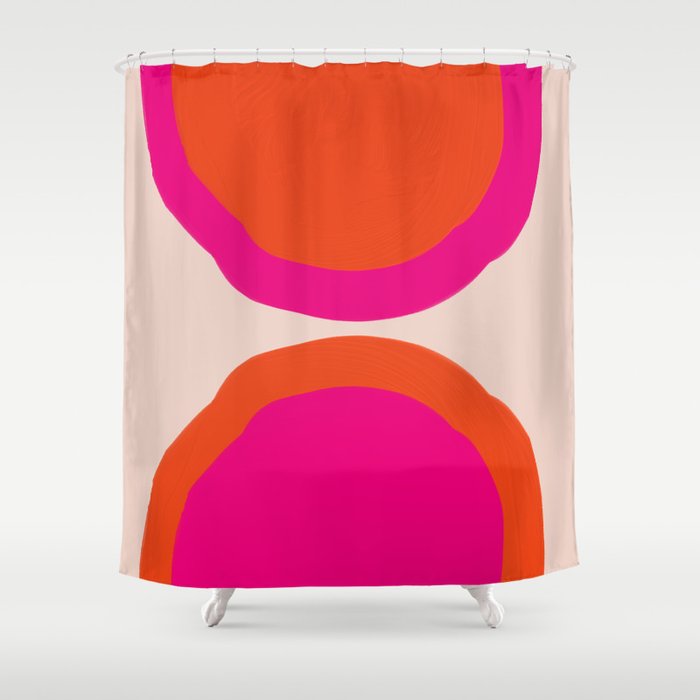 Curved Trajectories (Fuchsia Pink and Orange) Shower Curtain