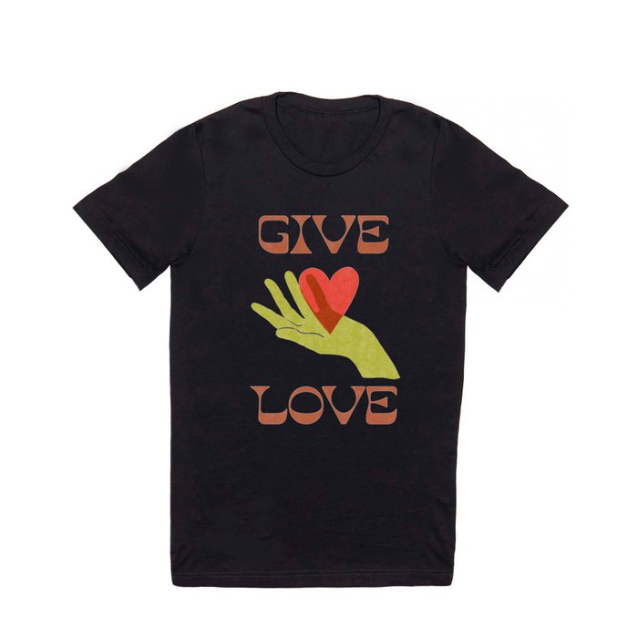 GIVE LOVE \\ Mid-century retro design \\ Alien hand T Shirt
