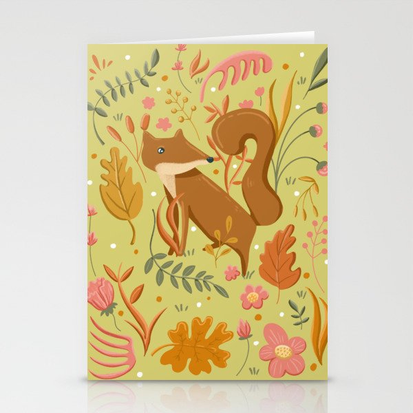 The Fox & Flowers - Lime Stationery Cards