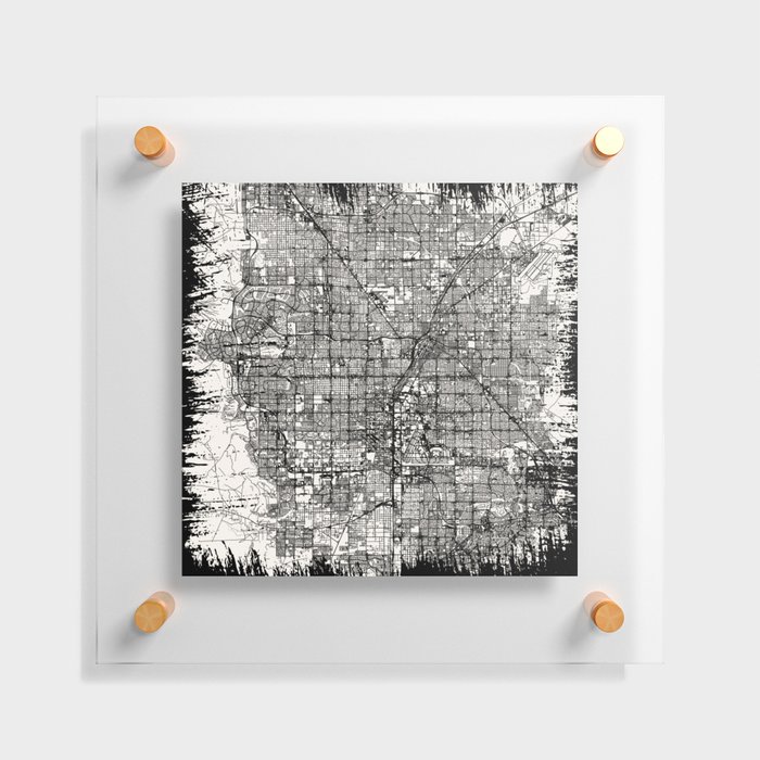 Vintage Las Vegas Map in Black and White Floating Acrylic Print