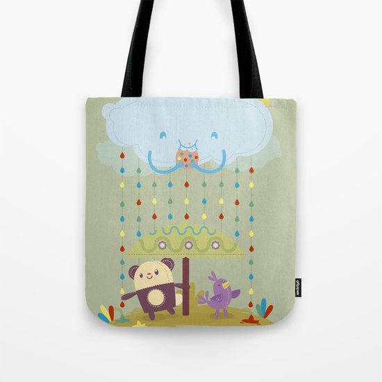 color raindrops keep falling on my head Tote Bag