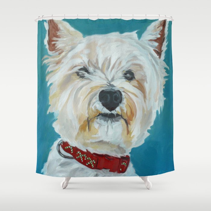Jesse the Beautiful West Highland White Terrier Dog Portrait Shower Curtain