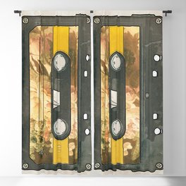 Retro Music Cassette Flower Power Blackout Curtain