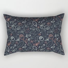 Roses and Leaves Dark Rectangular Pillow