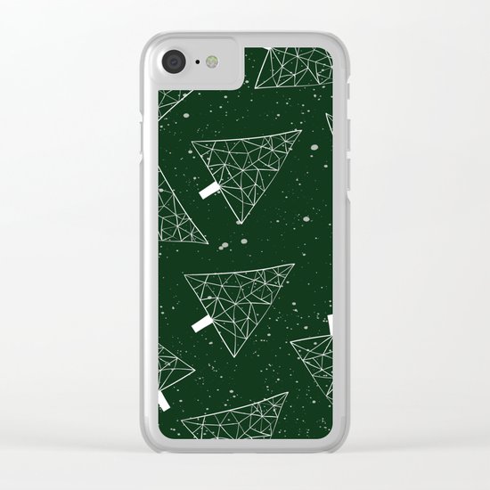Christmas Trees Green Clear iPhone Case
