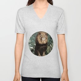 Portrait of a lion V Neck T Shirt