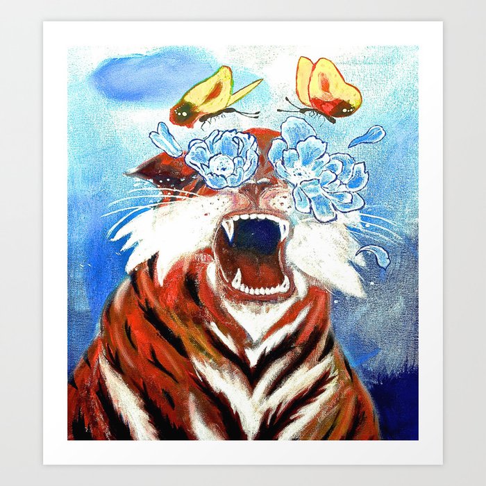 Original Tiger Painting on Canvas Art Print