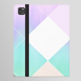 Modern Lilac Lavender Pink  Teal Watercolor Geometrical Brushstrokes Ombre iPad Folio Case