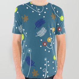 Pop Flowers - Green All Over Graphic Tee