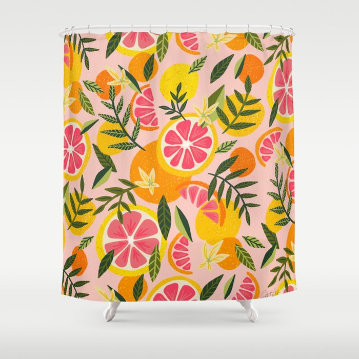 Grapefruit Blooms – Blush Shower Curtain