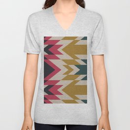 Bohemian Style Geometric Pattern V Neck T Shirt