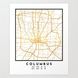 COLUMBUS OHIO CITY STREET MAP ART Art Print
