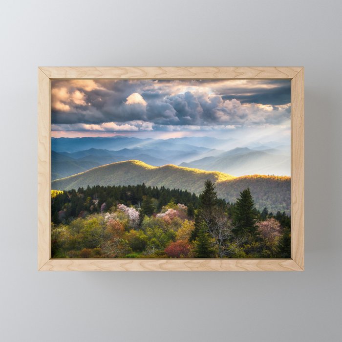 Blue Ridge Parkway NC Spring Mountains Scenic Landscape Photography Asheville North Carolina Framed Mini Art Print