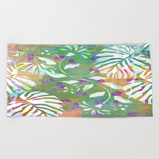 Tropical Leaf Abstract Beach Towel