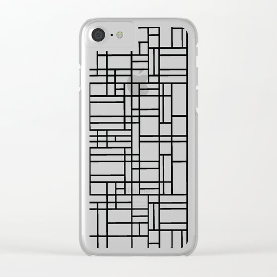 Map Outline Black on White Clear iPhone Case