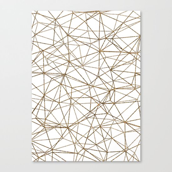 Geometric triangles glitter pattern. Modern stylish texture. Gold trendy glitter print background Canvas Print