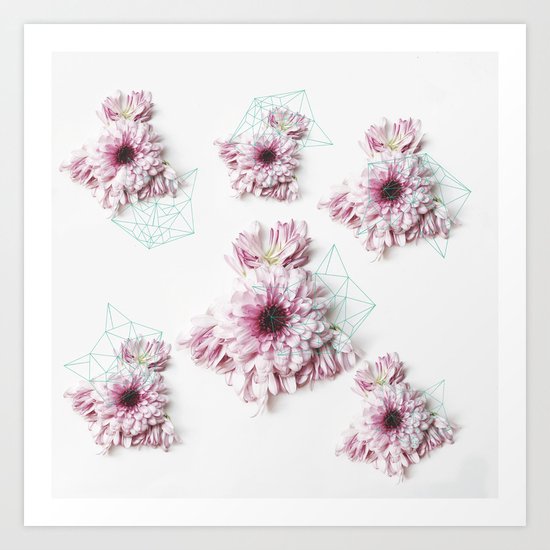 Geometry pastel flowers Art Print
