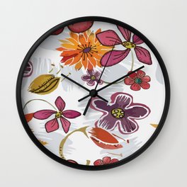 Autumn Floral Toss Wall Clock