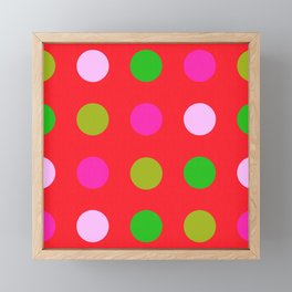 Festive Cheerful Polka Dots Modern Geometric Circle Retro Colorful Pastel Pink Green Red Retro Scandi Minimalist Bright Bold Pattern Framed Mini Art Print