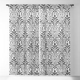 Art Nouveau Black & White Scroll Pattern Sheer Curtain