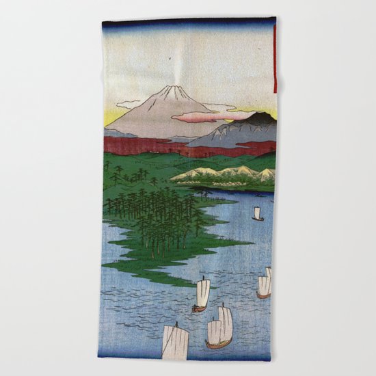 Noge and Yokohama by Hiroshige Beach Towel