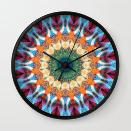 Joy Dance Mandala Art With Blue Wall Clock