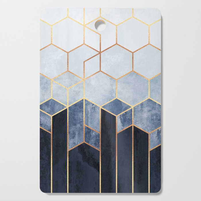 Soft Blue Hexagons Cutting Board