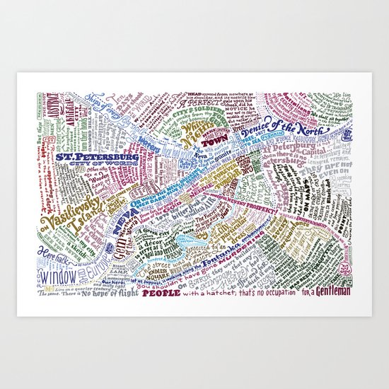 St. Petersburg Literary Map Art Print