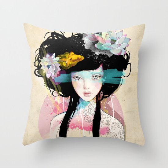 Nenufar Girl Throw Pillow